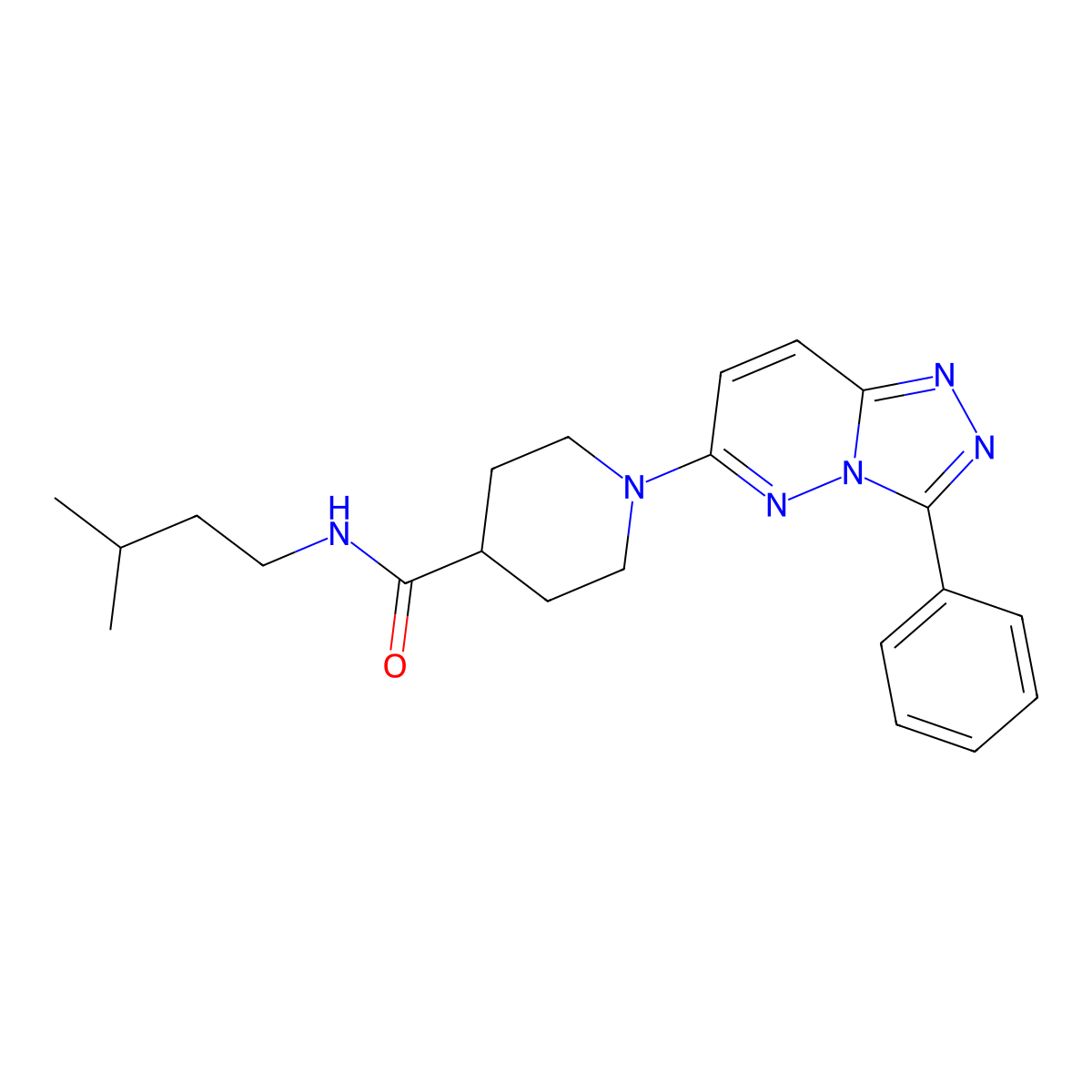 N-(3-methylbutyl)-1-(3-phenyl[1,2,4]triazolo[4,3-b]pyridazin-6-yl)piperidine-4-carboxamide molecular structure, CAS 1111398-44-7