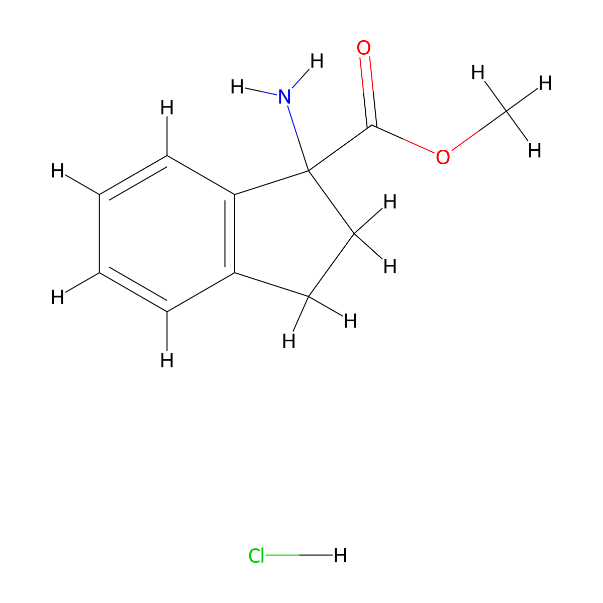 1-Amino-1-indancarboxylic acid methyl ester HCl molecular structure, CAS 111140-84-2