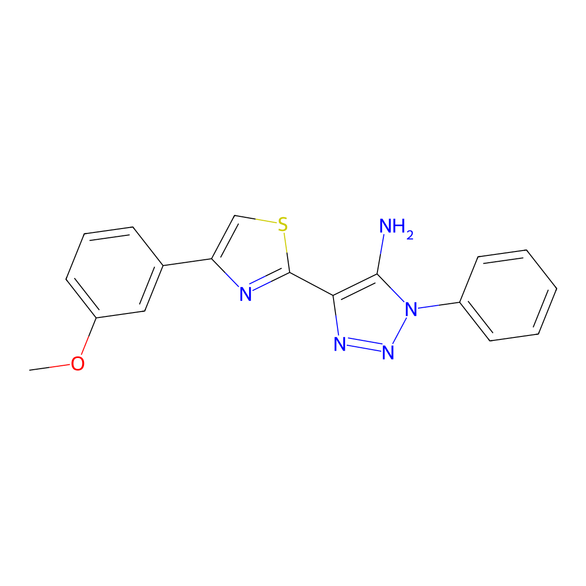 4-(4-(3-methoxyphenyl)thiazol-2-yl)-1-phenyl-1H-1,2,3-triazol-5-amine molecular structure, CAS 1111406-20-2