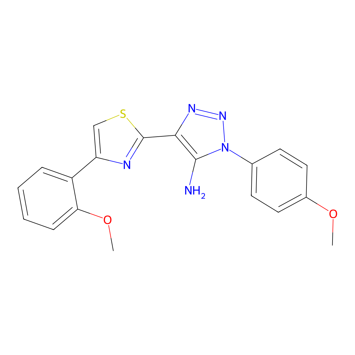 1-(4-methoxyphenyl)-4-(4-(2-methoxyphenyl)thiazol-2-yl)-1H-1,2,3-triazol-5-amine molecular structure, CAS 1111406-24-6