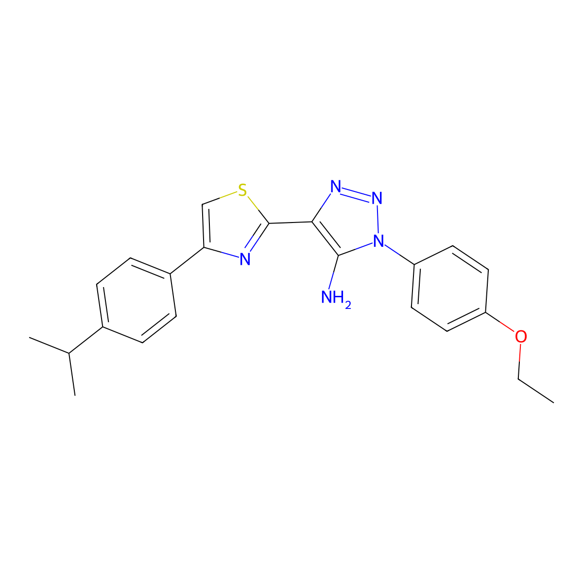 1-(4-ethoxyphenyl)-4-(4-(4-isopropylphenyl)thiazol-2-yl)-1H-1,2,3-triazol-5-amine molecular structure, CAS 1111406-36-0