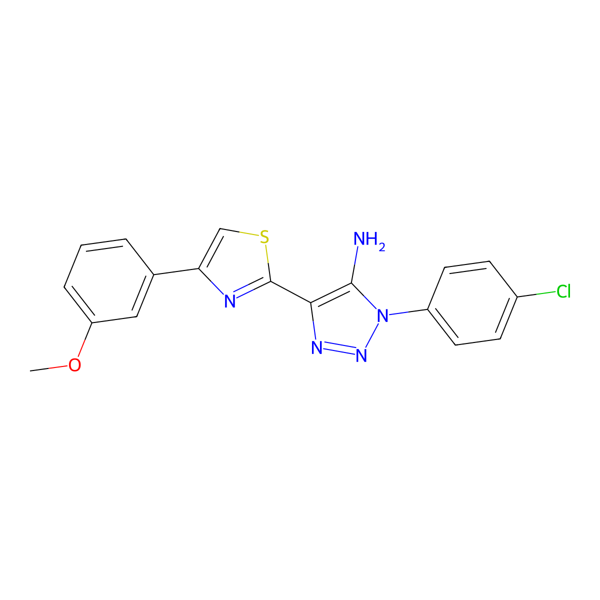 1-(4-chlorophenyl)-4-[4-(3-methoxyphenyl)-1,3-thiazol-2-yl]-1H-1,2,3-triazol-5-amine molecular structure, CAS 1111406-40-6