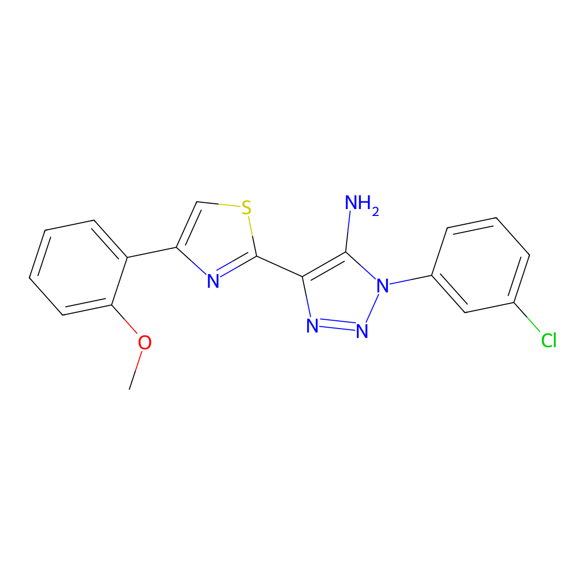 1-(3-chlorophenyl)-4-(4-(2-methoxyphenyl)thiazol-2-yl)-1H-1,2,3-triazol-5-amine molecular structure, CAS 1111406-44-0