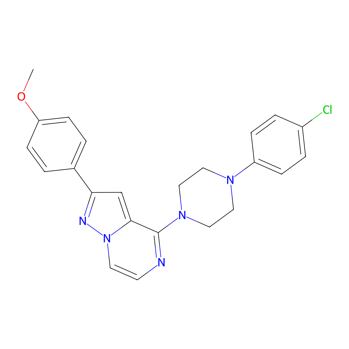 1-(4-Chlorophenyl)-4-[2-(4-methoxyphenyl)pyrazolo[1,5-a]pyrazin-4-yl]piperazine molecular structure, CAS 1111417-60-7