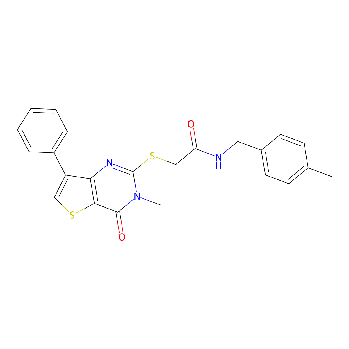 N-(4-methylbenzyl)-2-[(3-methyl-4-oxo-7-phenyl-3,4-dihydrothieno[3,2-d]pyrimidin-2-yl)thio]acetamide molecular structure, CAS 1111418-13-3