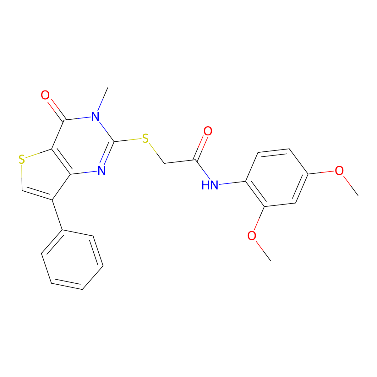 N-(2,4-dimethoxyphenyl)-2-[(3-methyl-4-oxo-7-phenyl-3,4-dihydrothieno[3,2-d]pyrimidin-2-yl)thio]acetamide molecular structure, CAS 1111418-36-0