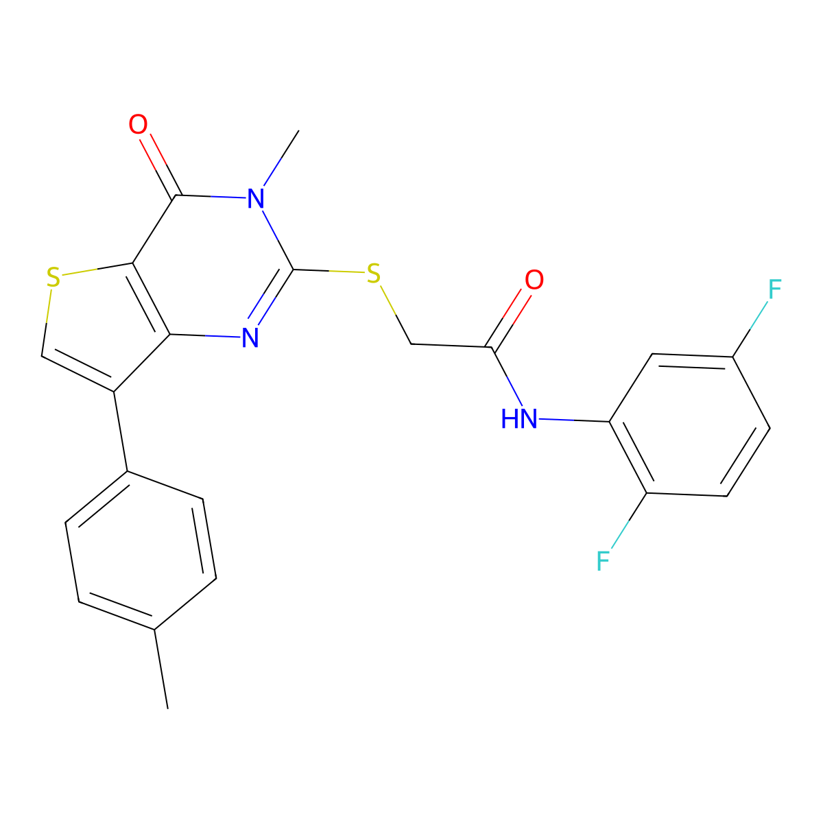 N-(2,5-difluorophenyl)-2-{[3-methyl-7-(4-methylphenyl)-4-oxo-3,4-dihydrothieno[3,2-d]pyrimidin-2-yl]sulfanyl}acetamide molecular structure, CAS 1111418-52-0