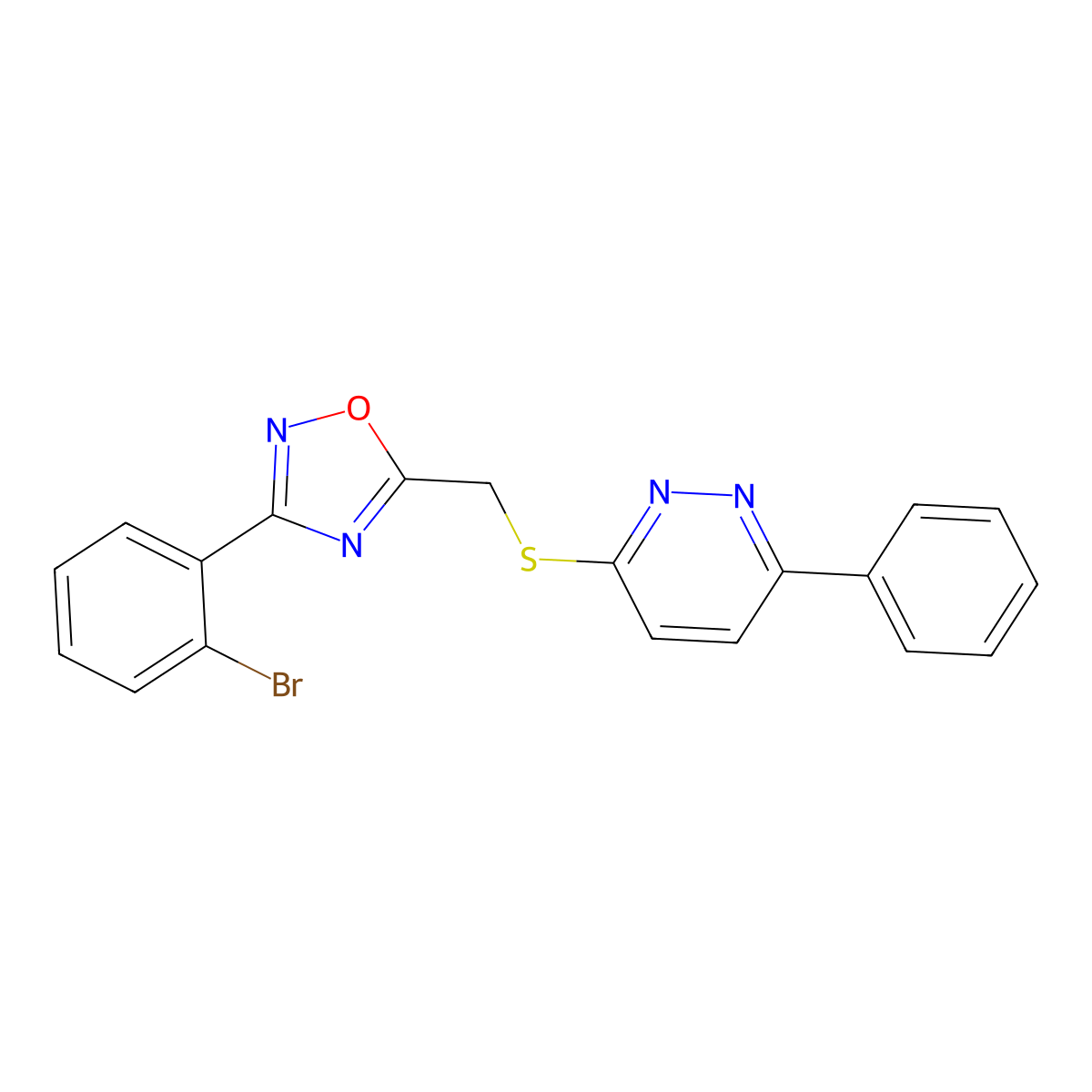 3-({[3-(2-Bromophenyl)-1,2,4-oxadiazol-5-yl]methyl}sulfanyl)-6-phenylpyridazine molecular structure, CAS 1111418-94-0