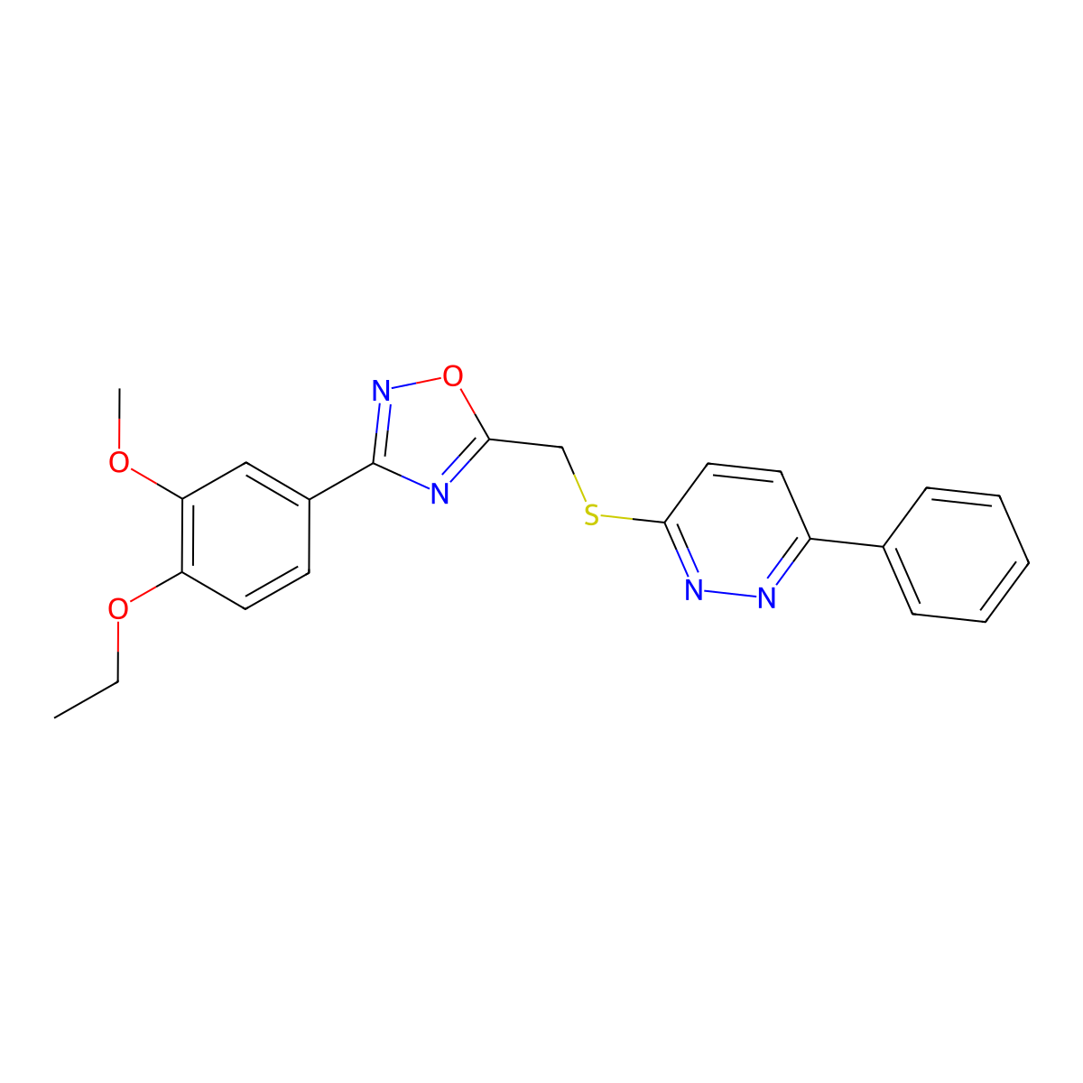 3-(4-Ethoxy-3-methoxyphenyl)-5-(((6-phenylpyridazin-3-yl)thio)methyl)-1,2,4-oxadiazole molecular structure, CAS 1111419-10-3