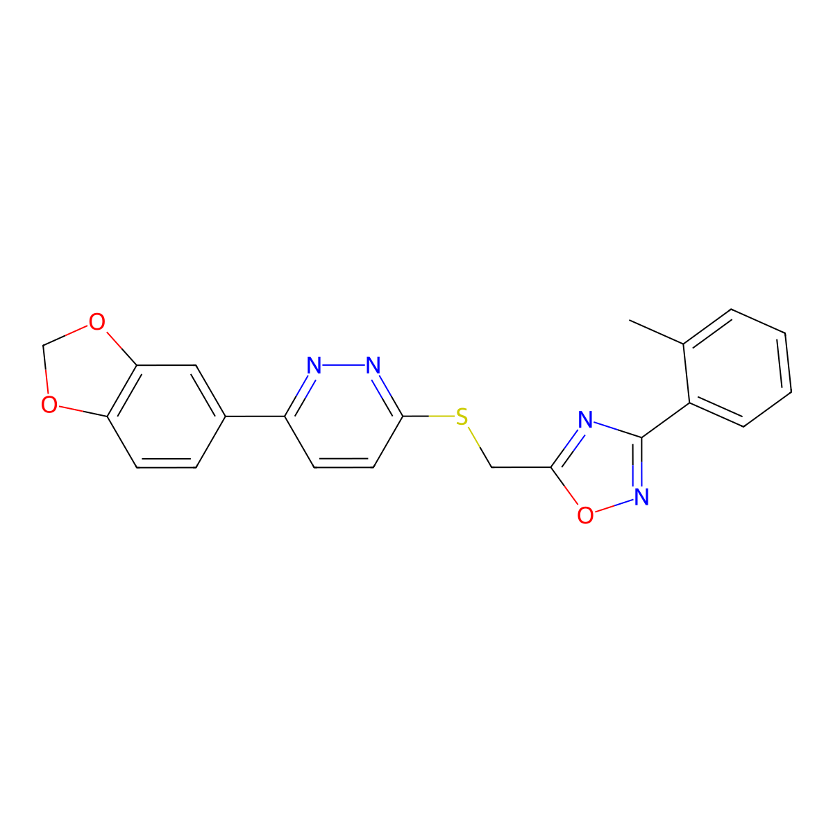 3-(1,3-Benzodioxol-5-yl)-6-({[3-(2-methylphenyl)-1,2,4-oxadiazol-5-yl]methyl}sulfanyl)pyridazine molecular structure, CAS 1111419-50-1
