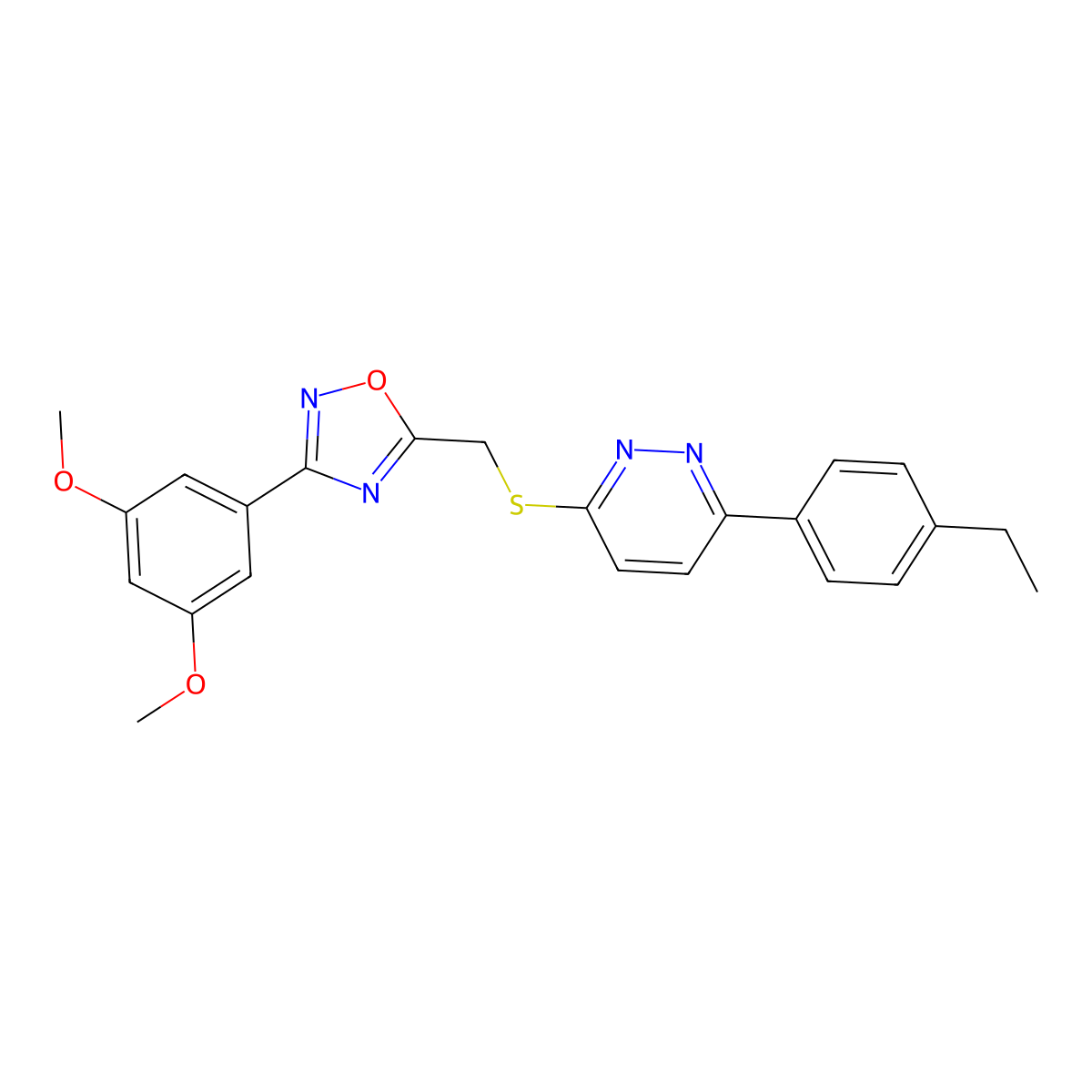 3-({[3-(3,5-Dimethoxyphenyl)-1,2,4-oxadiazol-5-yl]methyl}sulfanyl)-6-(4-ethylphenyl)pyridazine molecular structure, CAS 1111419-82-9