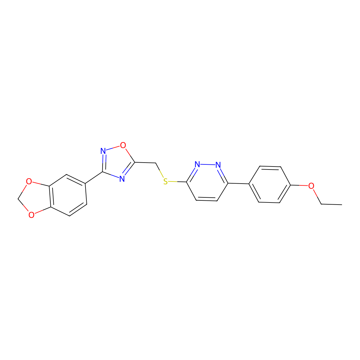 3-({[3-(2H-1,3-benzodioxol-5-yl)-1,2,4-oxadiazol-5-yl]methyl}sulfanyl)-6-(4-ethoxyphenyl)pyridazine molecular structure, CAS 1111420-14-4