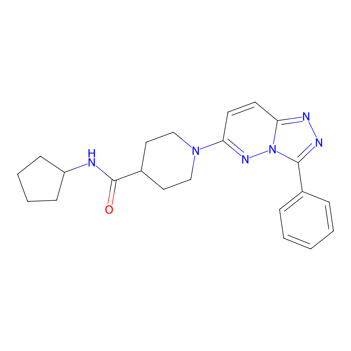 N-cyclopentyl-1-(3-phenyl[1,2,4]triazolo[4,3-b]pyridazin-6-yl)piperidine-4-carboxamide molecular structure, CAS 1111428-10-4