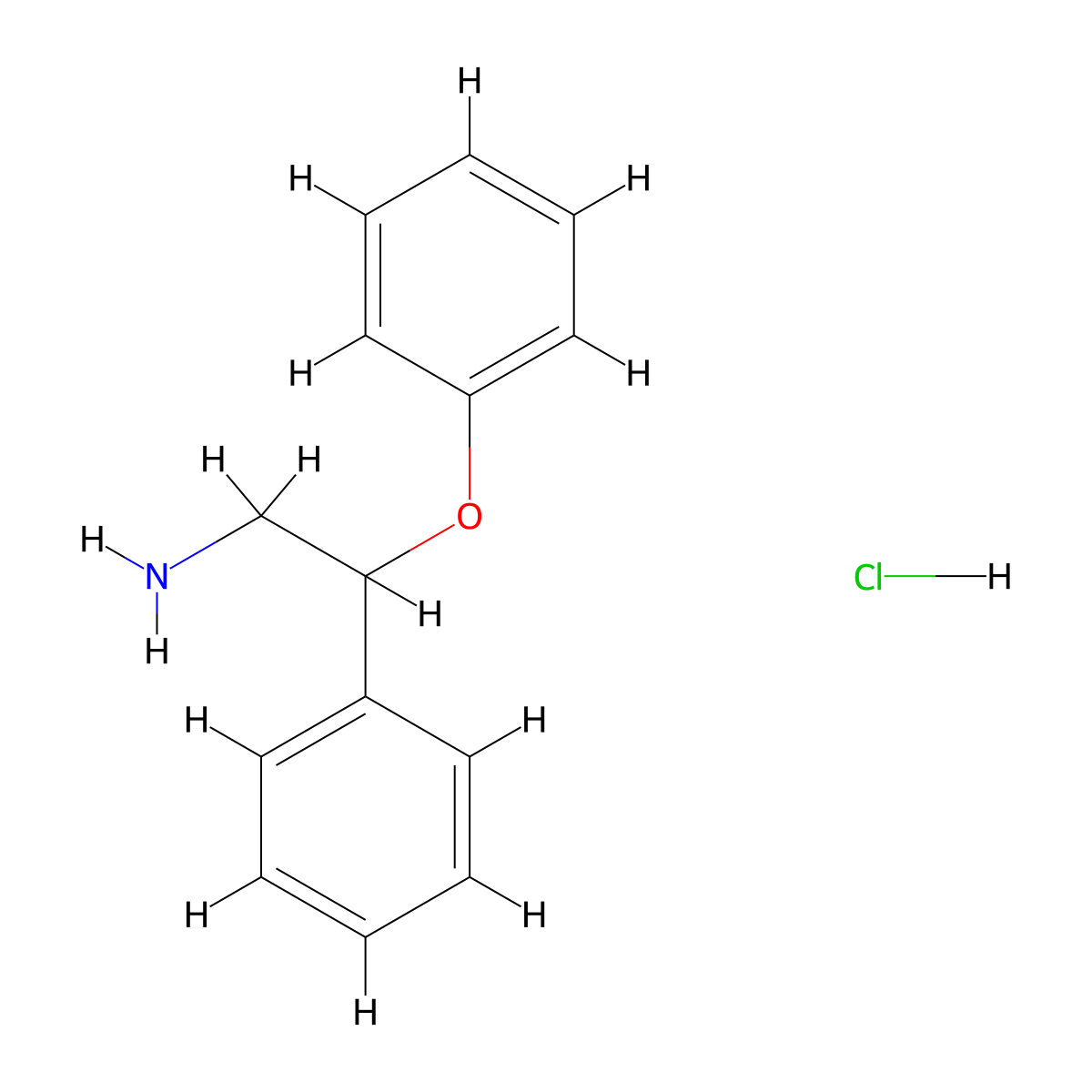 (2-Amino-1-phenylethoxy)benzene hydrochloride molecular structure, CAS 111143-04-5