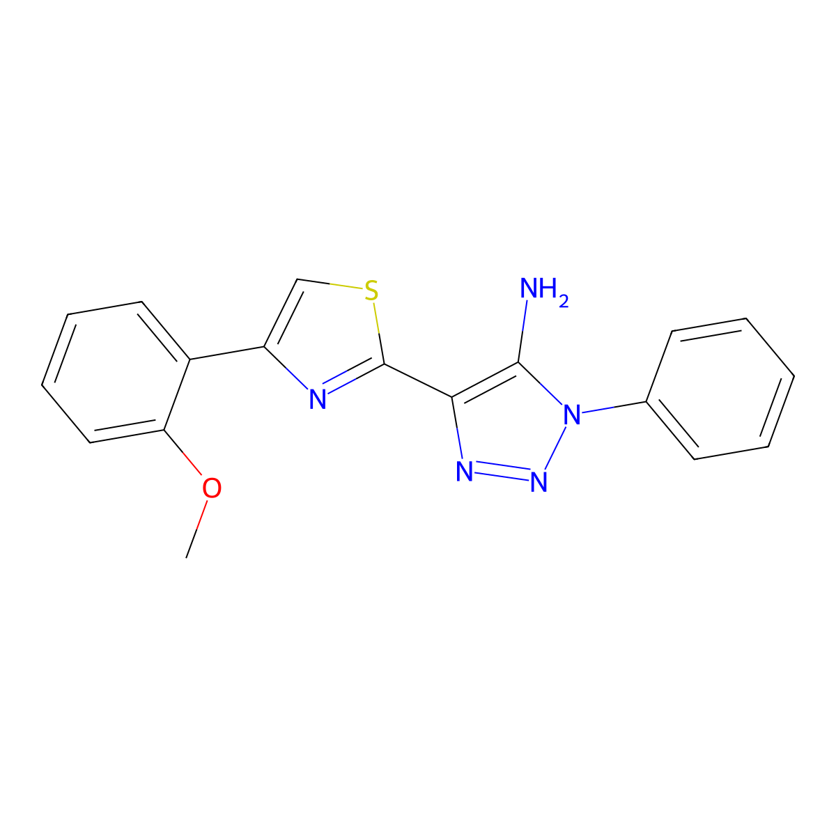 4-(4-(2-methoxyphenyl)thiazol-2-yl)-1-phenyl-1H-1,2,3-triazol-5-amine molecular structure, CAS 1111432-55-3