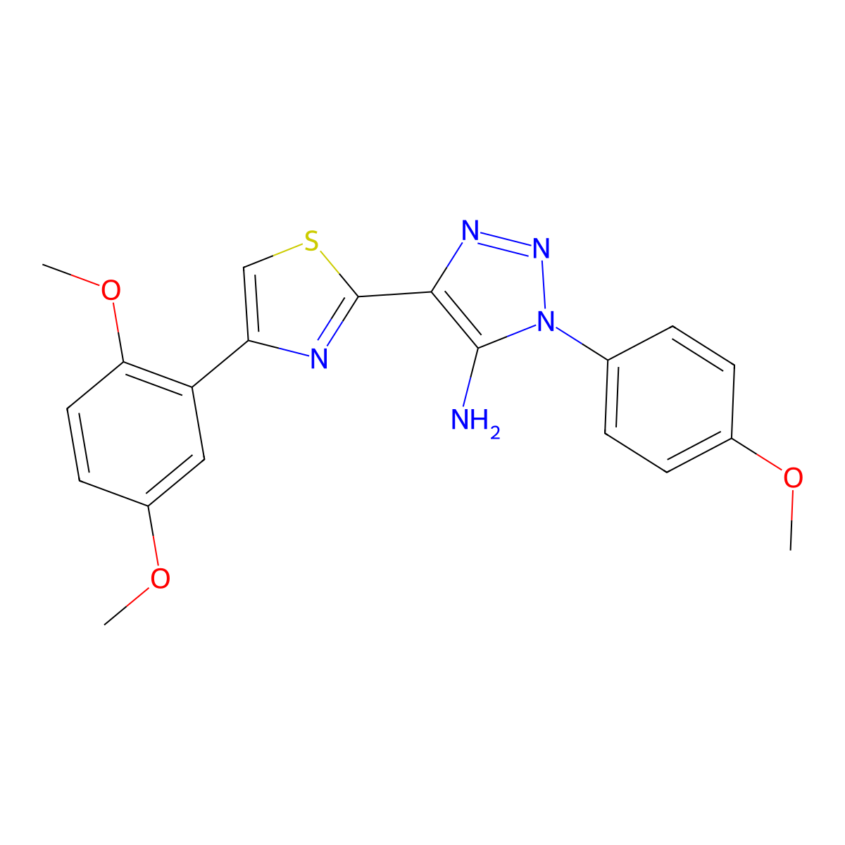 4-(4-(2,5-dimethoxyphenyl)thiazol-2-yl)-1-(4-methoxyphenyl)-1H-1,2,3-triazol-5-amine molecular structure, CAS 1111432-60-0