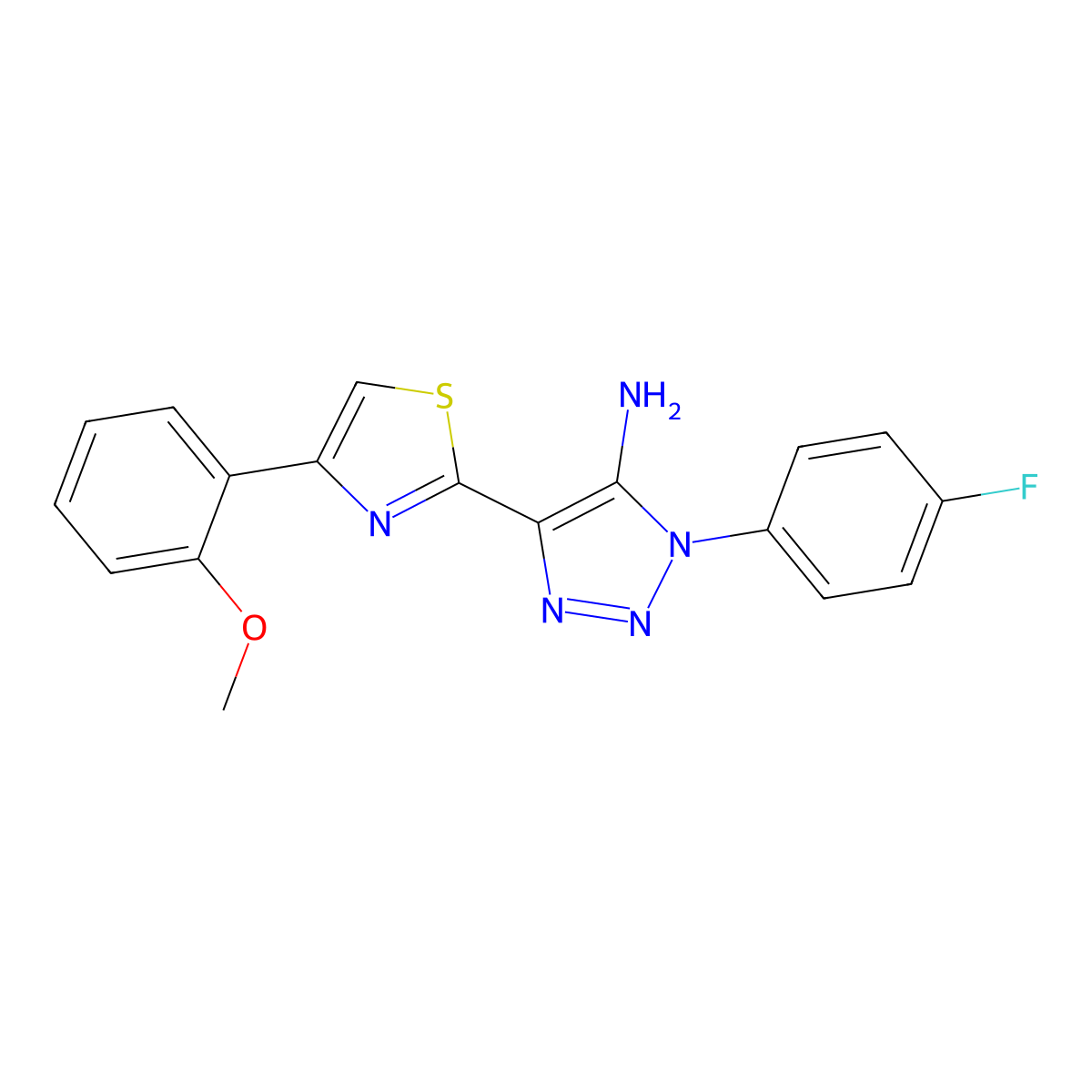 1-(4-fluorophenyl)-4-(4-(2-methoxyphenyl)thiazol-2-yl)-1H-1,2,3-triazol-5-amine molecular structure, CAS 1111432-66-6
