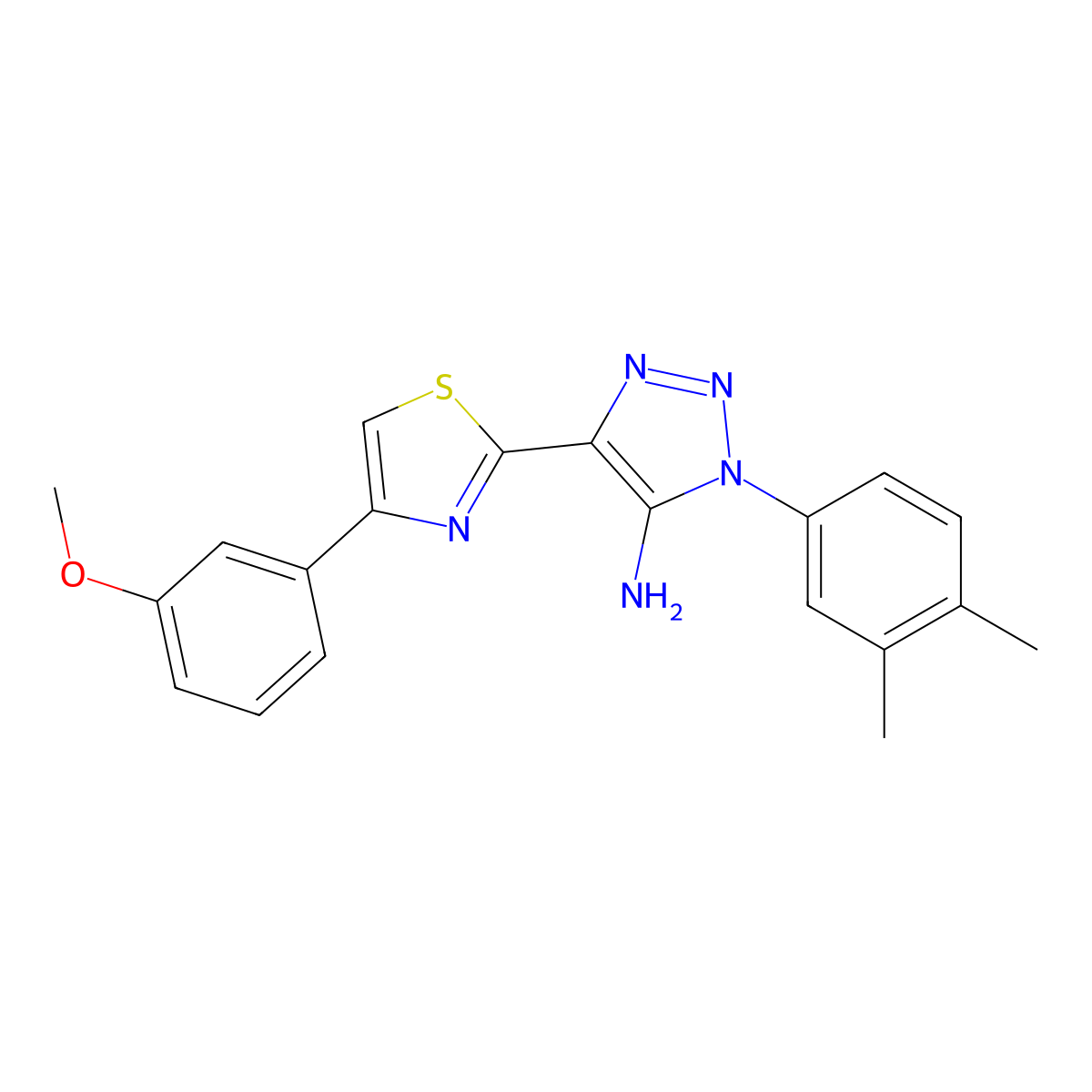 1-(3,4-dimethylphenyl)-4-[4-(3-methoxyphenyl)-1,3-thiazol-2-yl]-1H-1,2,3-triazol-5-amine molecular structure, CAS 1111432-78-0