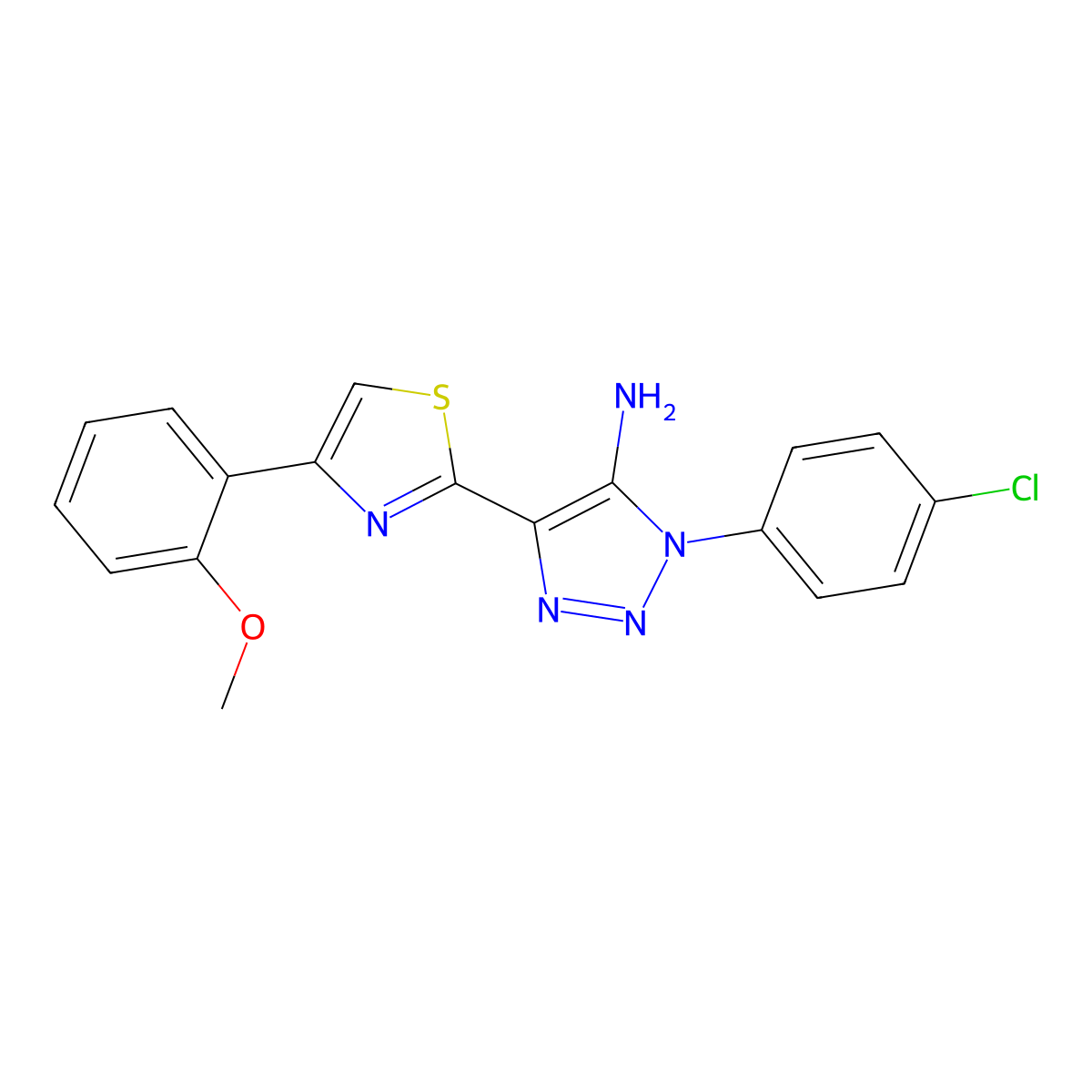 1-(4-chlorophenyl)-4-(4-(2-methoxyphenyl)thiazol-2-yl)-1H-1,2,3-triazol-5-amine molecular structure, CAS 1111432-84-8