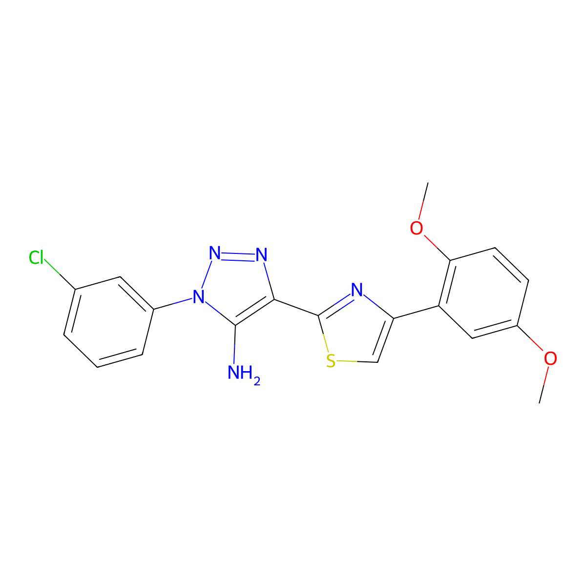 1-(3-chlorophenyl)-4-[4-(2,5-dimethoxyphenyl)-1,3-thiazol-2-yl]-1H-1,2,3-triazol-5-amine molecular structure, CAS 1111432-90-6