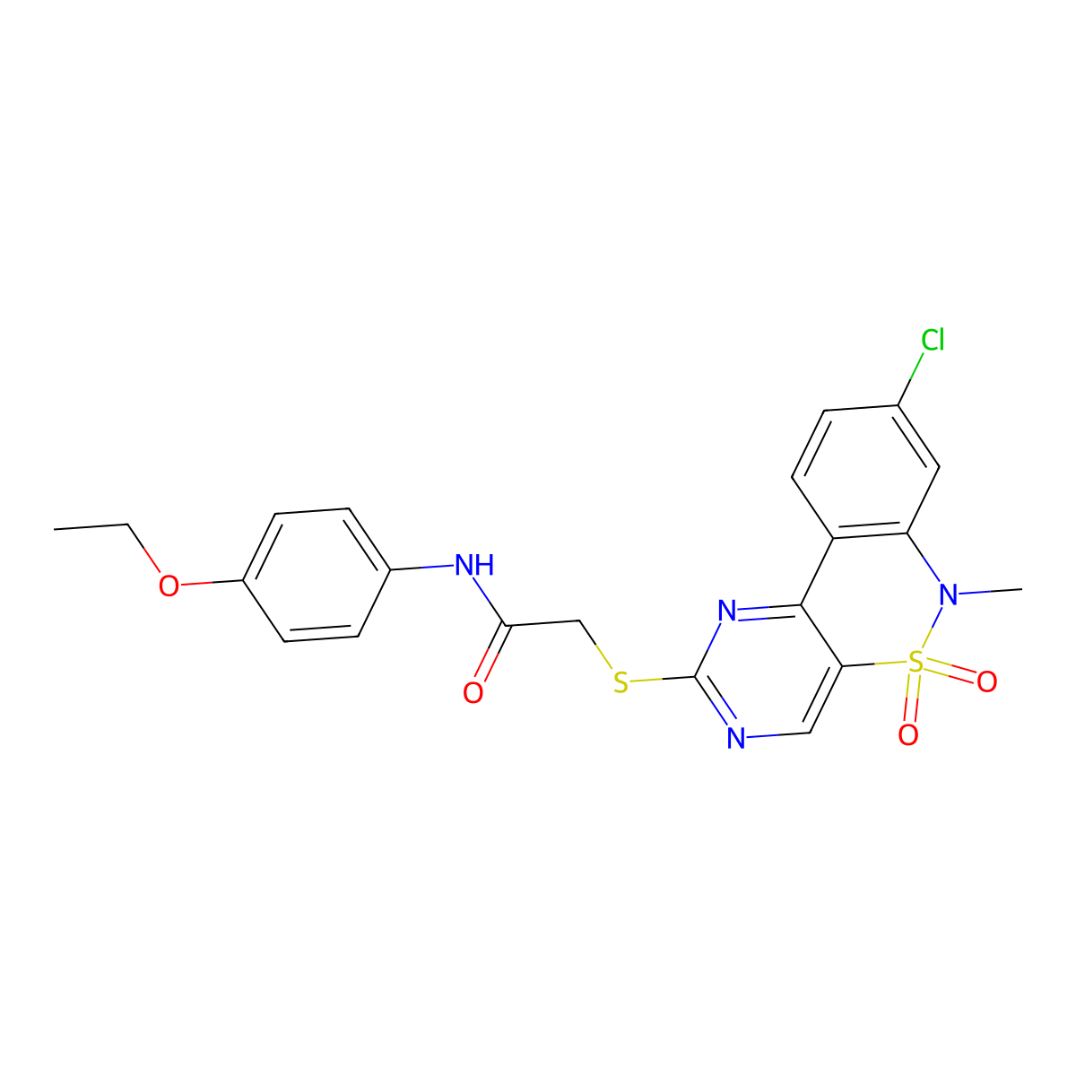 2-[(8-chloro-6-methyl-5,5-dioxido-6H-pyrimido[5,4-c][2,1]benzothiazin-2-yl)thio]-N-(4-ethoxyphenyl)acetamide molecular structure, CAS 1111434-16-2