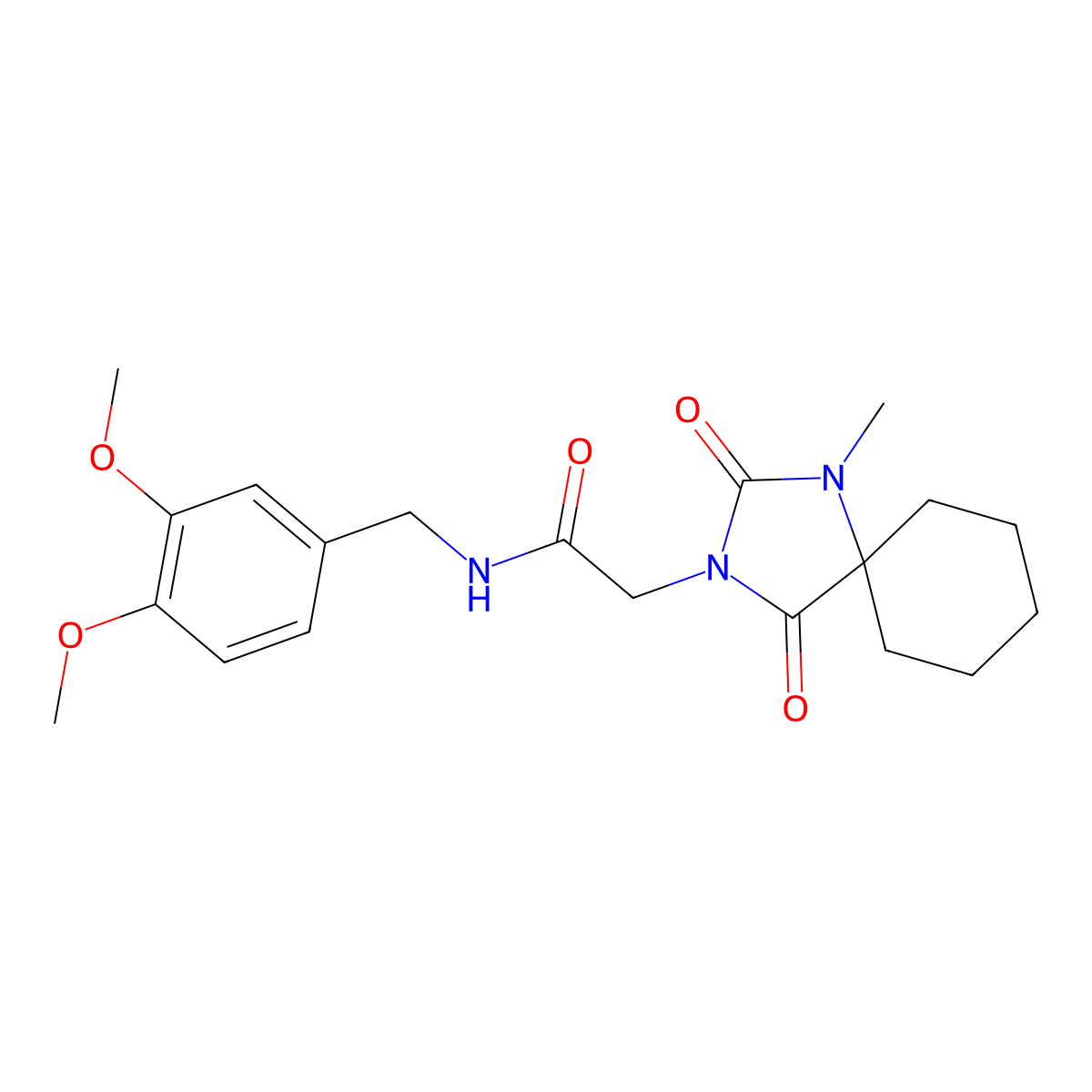 N-(3,4-dimethoxybenzyl)-2-(1-methyl-2,4-dioxo-1,3-diazaspiro[4.5]dec-3-yl)acetamide molecular structure, CAS 1111444-66-6