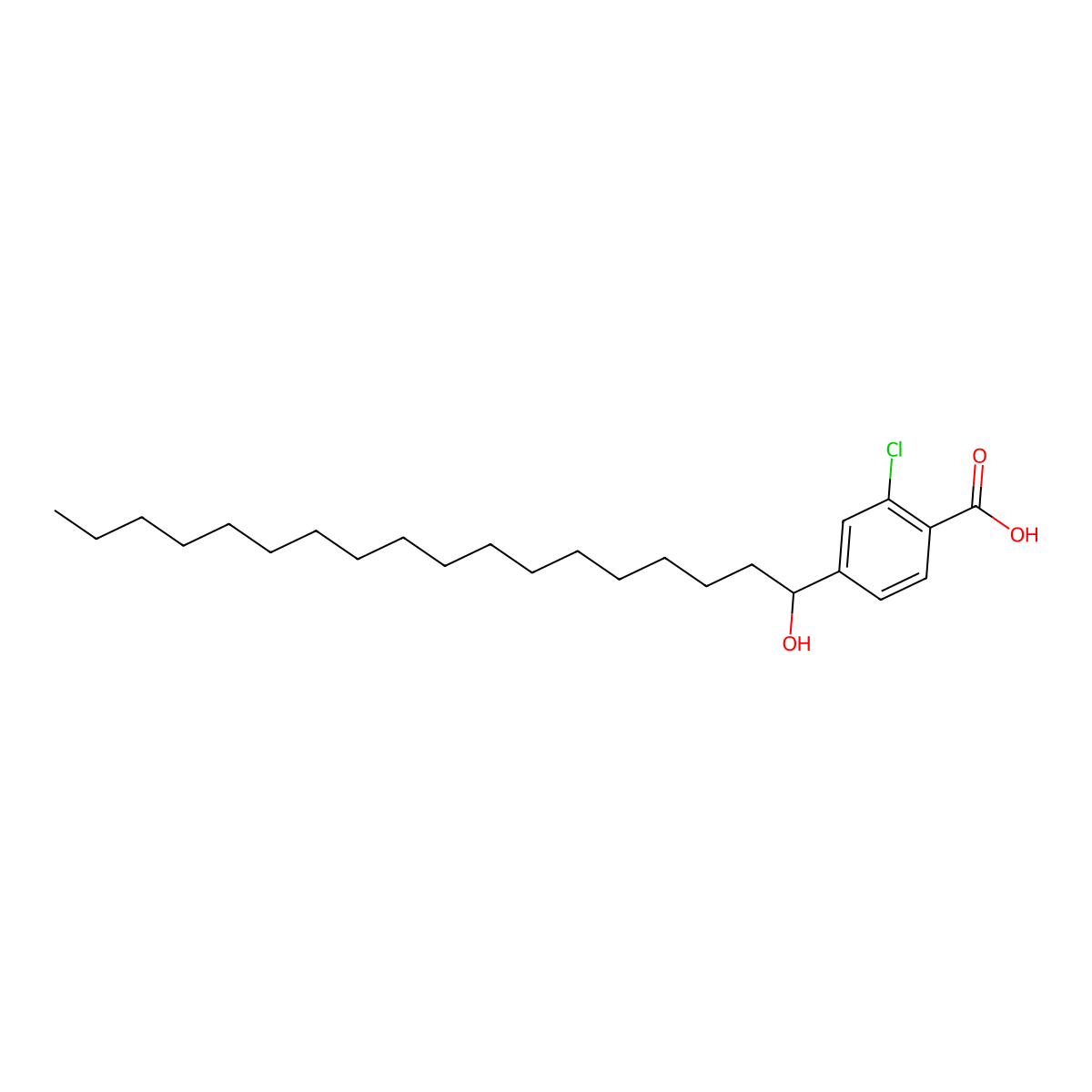 2-Chloro-4-(1-hydroxyoctadecyl)benzoic acid molecular structure, CAS 111149-90-7