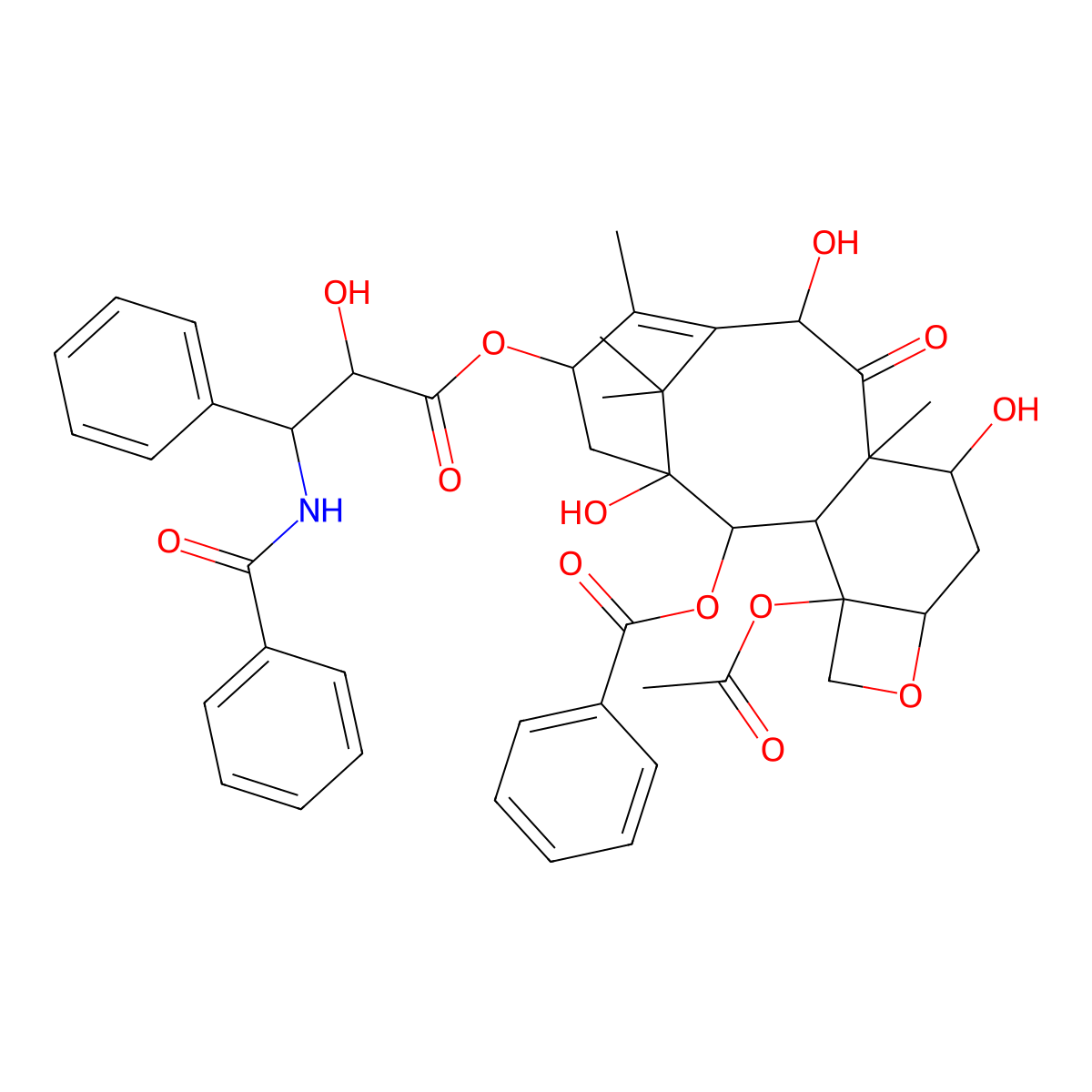 [4-Acetyloxy-15-(3-benzamido-2-hydroxy-3-phenylpropanoyl)oxy-1,9,12-trihydroxy-10,14,17,17-tetramethyl-11-oxo-6-oxatetracyclo[11.3.1.03,10.04,7]heptadec-13-en-2-yl] benzoate molecular structure, CAS 111149-94-1