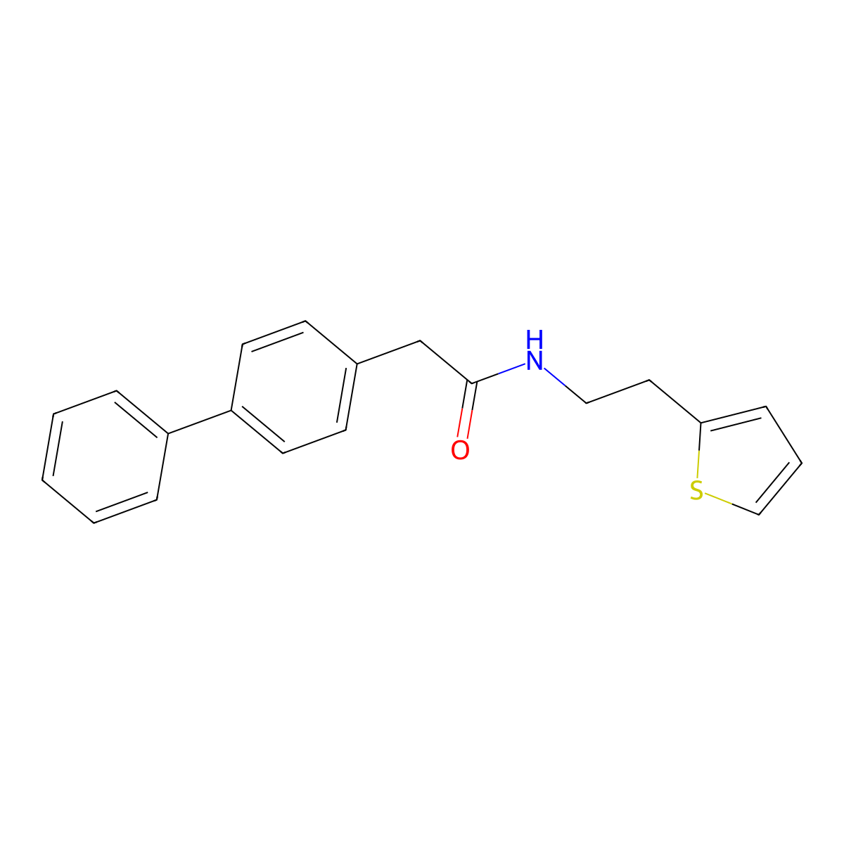 2-[1,1'-biphenyl]-4-yl-N-[2-(2-thienyl)ethyl]acetamide molecular structure, CAS 1111491-98-5