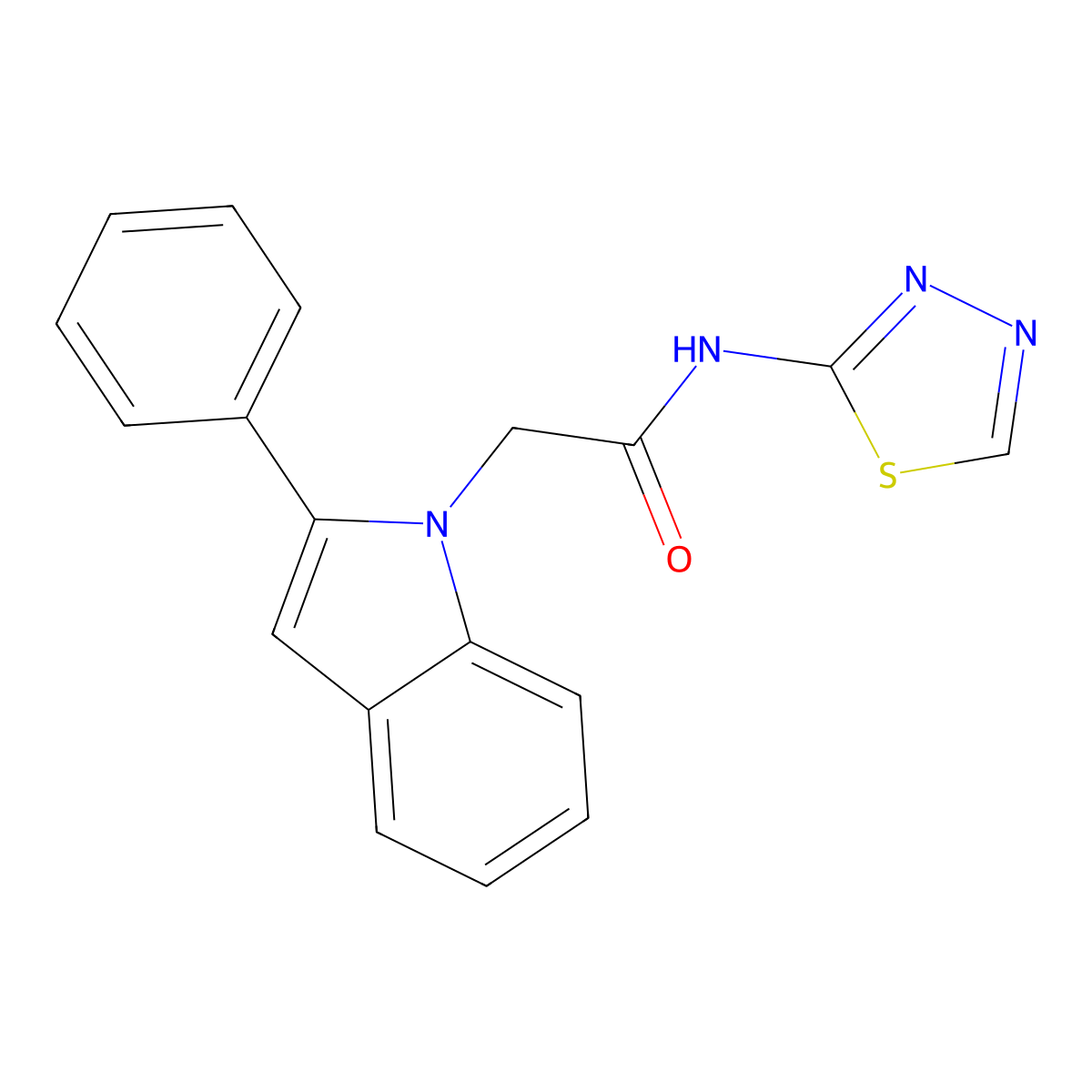 2-(2-phenyl-1H-indol-1-yl)-N-(1,3,4-thiadiazol-2-yl)acetamide molecular structure, CAS 1111496-89-9