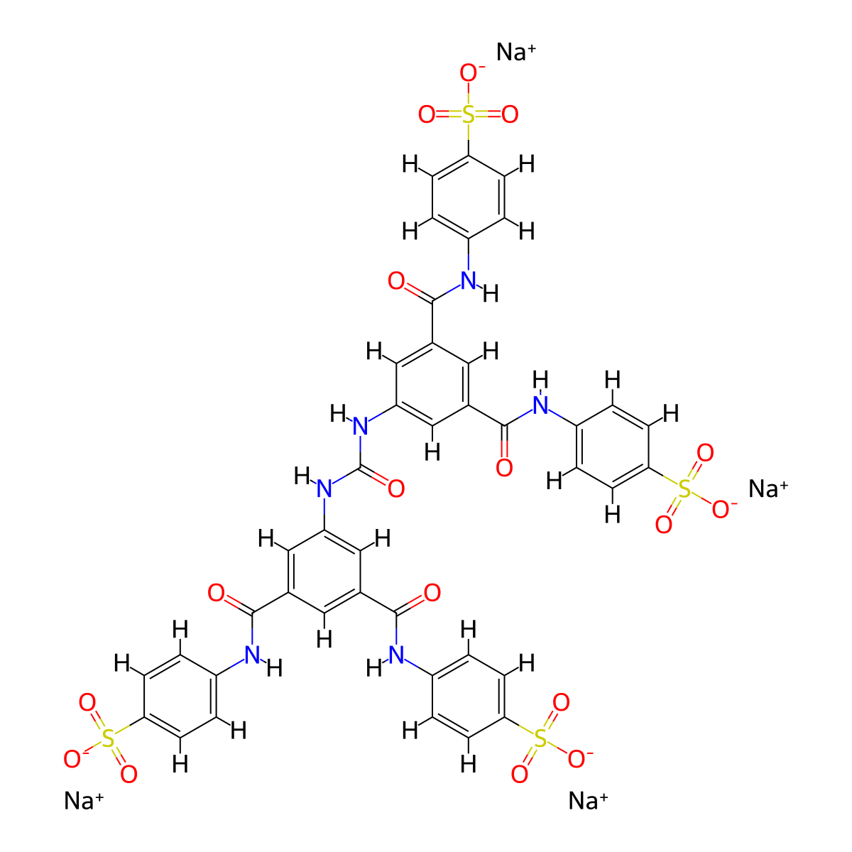 Tetrasodium;4-[[3-[[3,5-bis[(4-sulfonatophenyl)carbamoyl]phenyl]carbamoylamino]-5-[(4-sulfonatophenyl)carbamoyl]benzoyl]amino]benzenesulfonate molecular structure, CAS 111150-22-2
