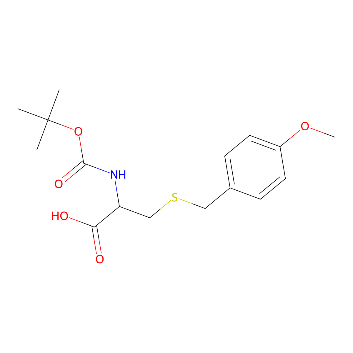 L-Cysteine, N-((1,1-dimethylethoxy)carbonyl)-S-((4-methoxyphenyl)methyl)- molecular structure, CAS 111155-41-0