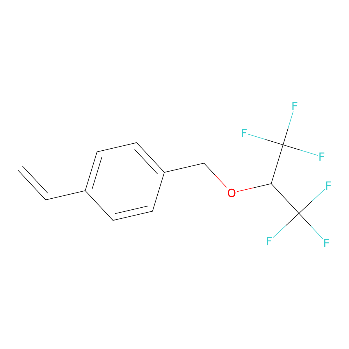 1-(((1,1,1,3,3,3-Hexafluoropropan-2-yl)oxy)methyl)-4-vinylbenzene molecular structure, CAS 111158-92-0