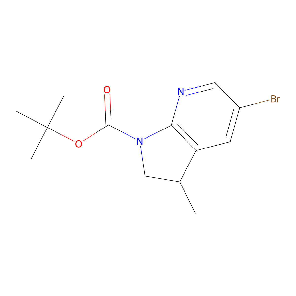 tert-Butyl 5-bromo-3-methyl-2,3-dihydro-1H-pyrrolo[2,3-b]pyridine-1-carboxylate molecular structure, CAS 1111637-66-1