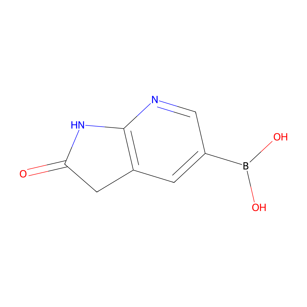 2-Oxo-2,3-dihydro-1H-pyrrolo(2,3-b)pyridin-5-ylboronic acid molecular structure, CAS 1111637-70-7