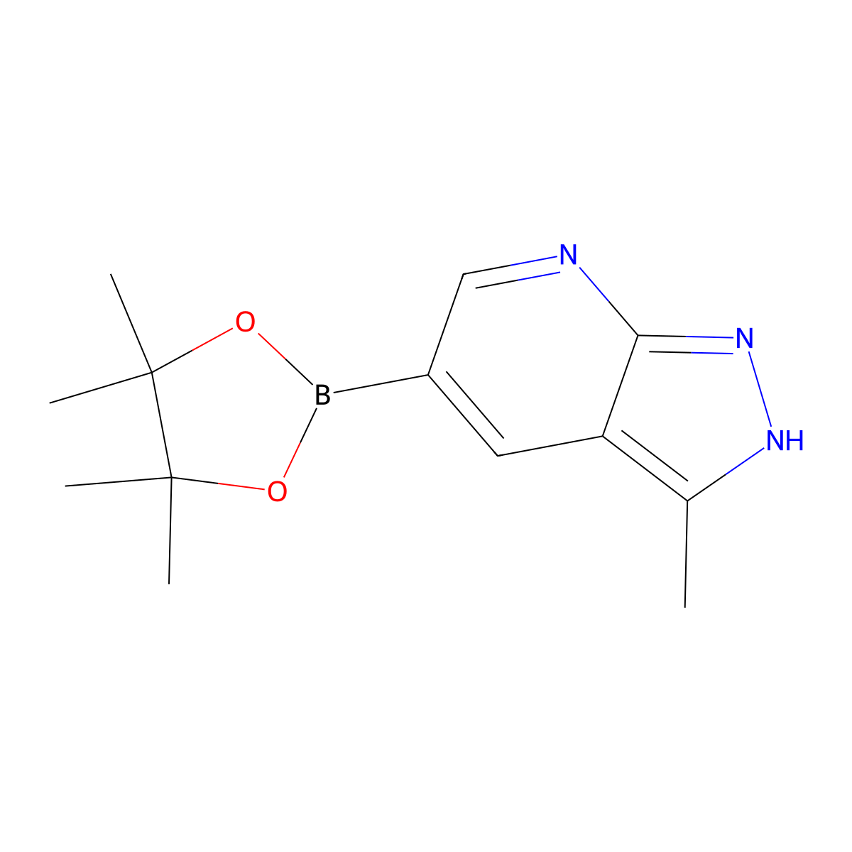 3-Methyl-5-(4,4,5,5-tetramethyl-1,3,2-dioxaborolan-2-yl)-1H-pyrazolo[3,4-b]pyridine molecular structure, CAS 1111637-76-3