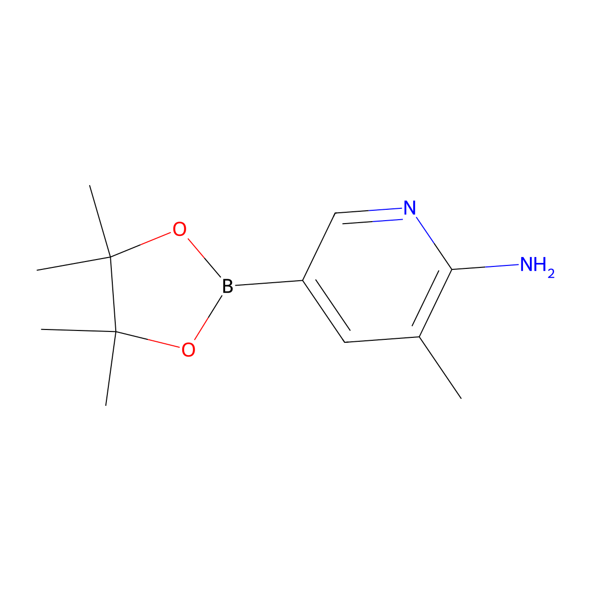 3-Methyl-5-(4,4,5,5-tetramethyl-1,3,2-dioxaborolan-2-yl)pyridin-2-amine molecular structure, CAS 1111637-91-2