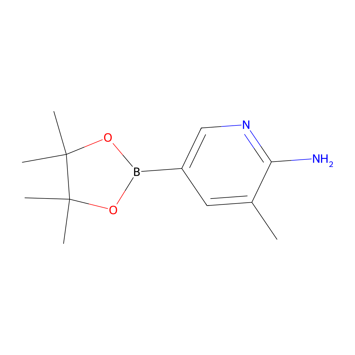 3-Methyl-5-(4,4,5,5-tetramethyl-1,3,2-dioxaborolan-2-yl)pyridin-2-amine molecular structure, CAS 1111637-91-2