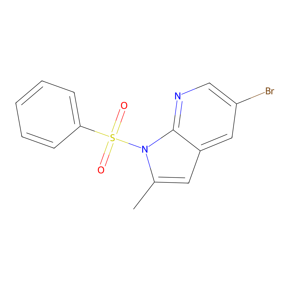 5-Bromo-2-methyl-1-(phenylsulfonyl)-1H-pyrrolo[2,3-b]pyridine molecular structure, CAS 1111638-01-7