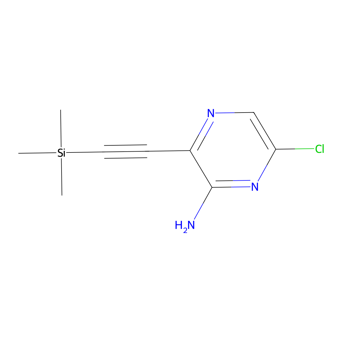 6-Chloro-3-((trimethylsilyl)ethynyl)pyrazin-2-amine molecular structure, CAS 1111638-09-5