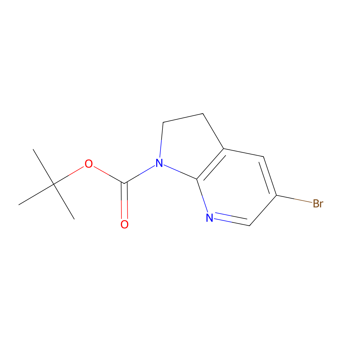 tert-butyl 5-bromo-2,3-dihydro-1H-pyrrolo[2,3-b]pyridine-1-carboxylate molecular structure, CAS 1111638-13-1