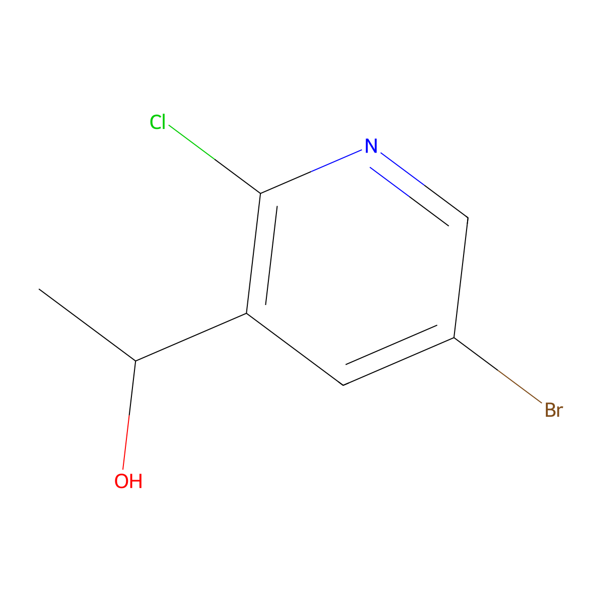 1-(5-Bromo-2-chloropyridin-3-yl)ethanol molecular structure, CAS 1111638-41-5
