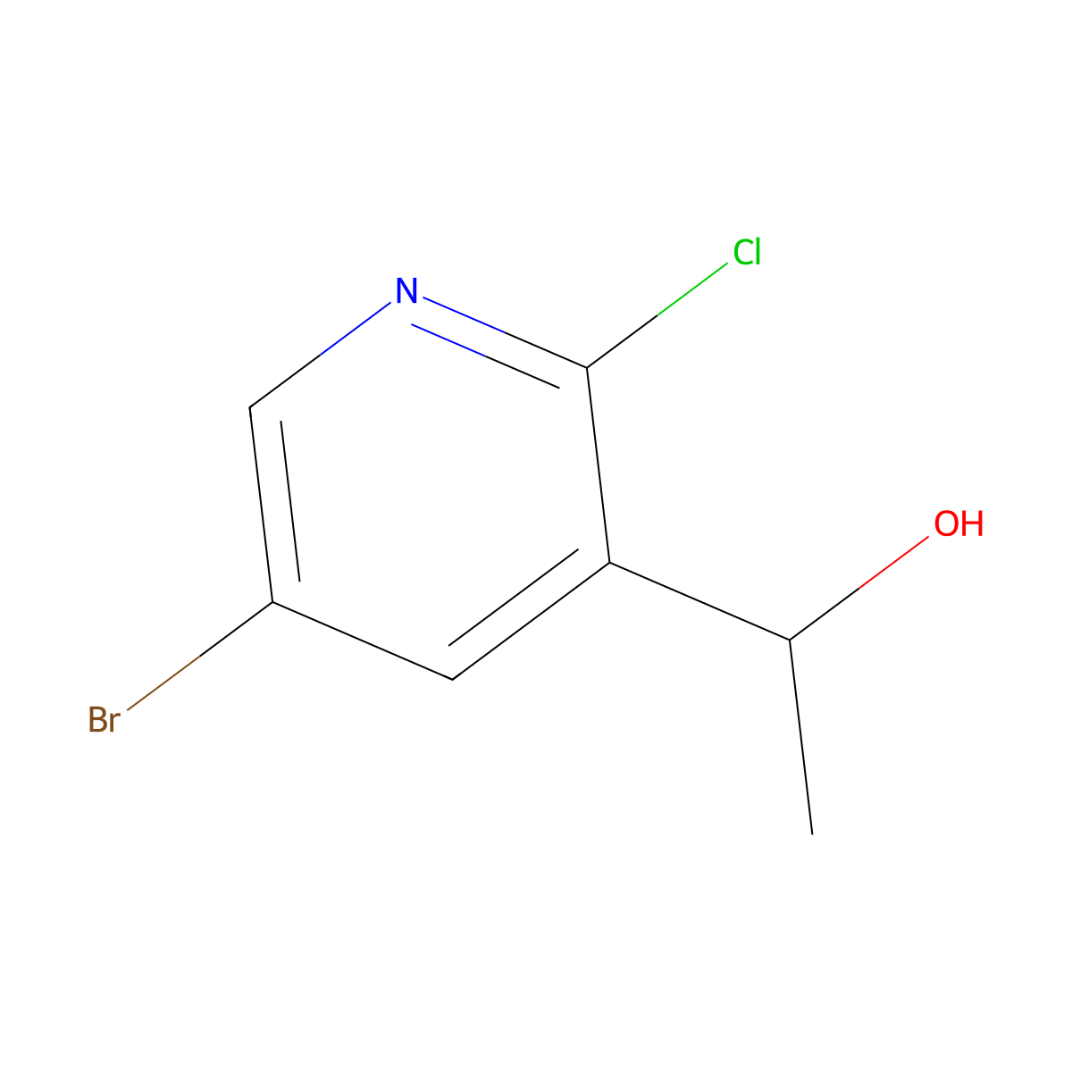 1-(5-Bromo-2-chloropyridin-3-yl)ethanol molecular structure, CAS 1111638-41-5