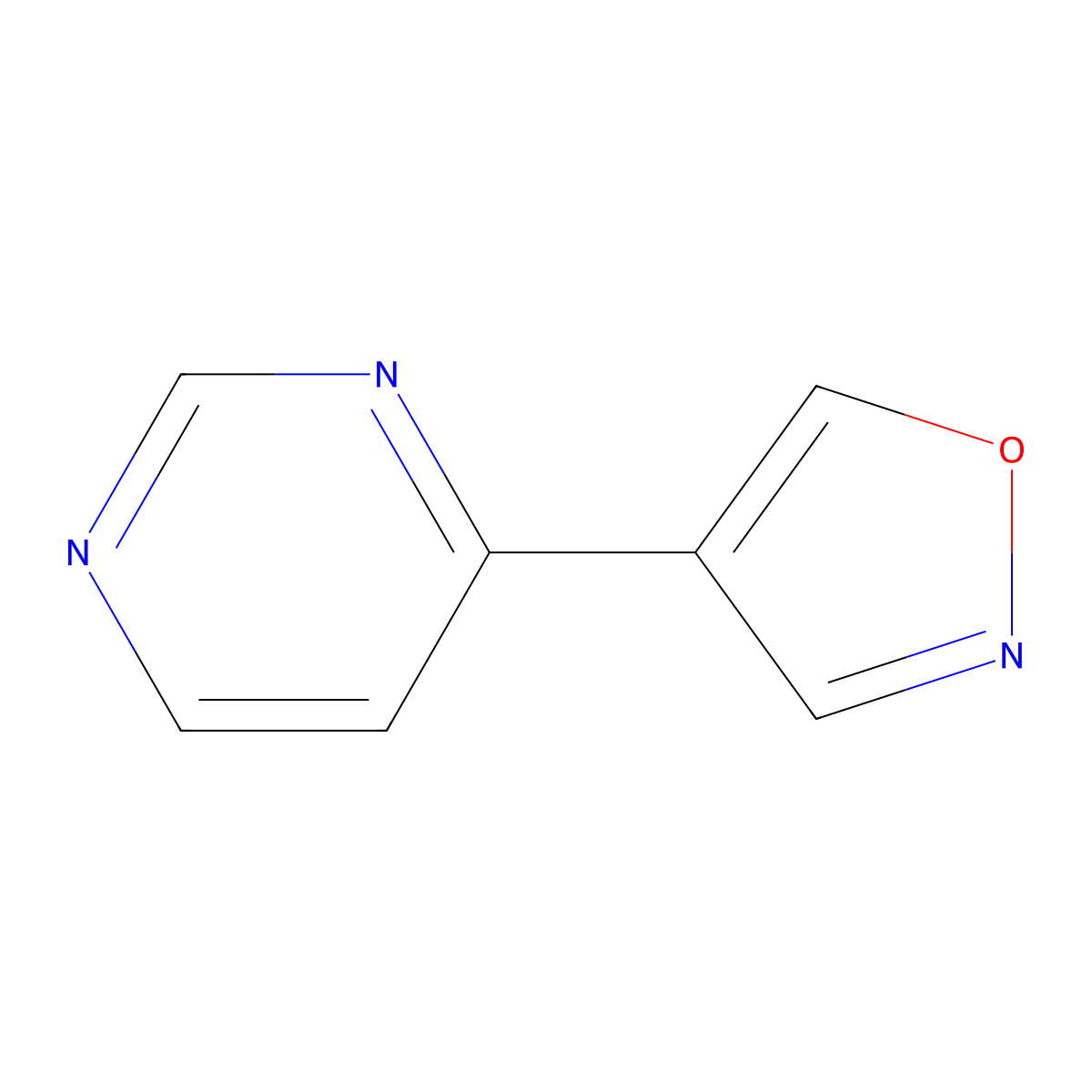 4-Pyrimidin-4-yl-1,2-oxazole molecular structure, CAS 1111638-48-2