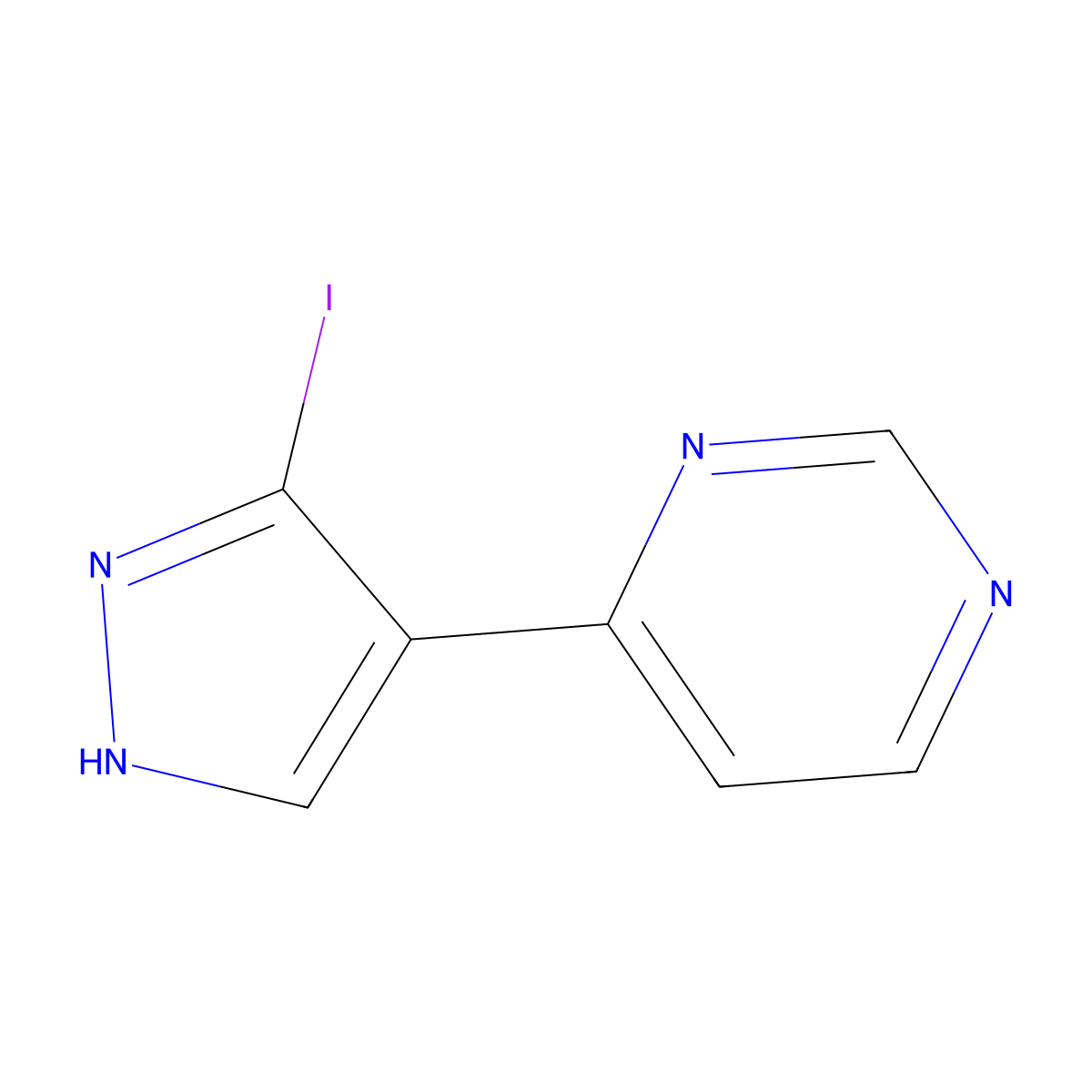 4-(3-Iodo-1H-pyrazol-4-yl)pyrimidine molecular structure, CAS 1111638-50-6