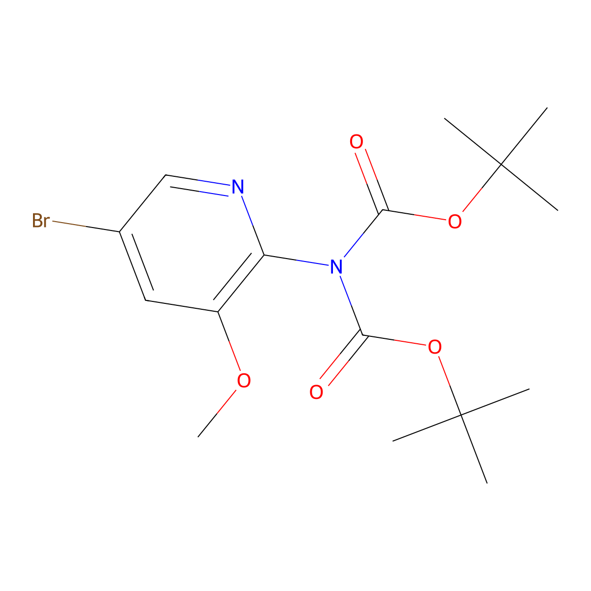 5-Bromo-2-(bis(tert-butoxycarbonyl)amino)-3-methoxypyridine molecular structure, CAS 1111638-72-2