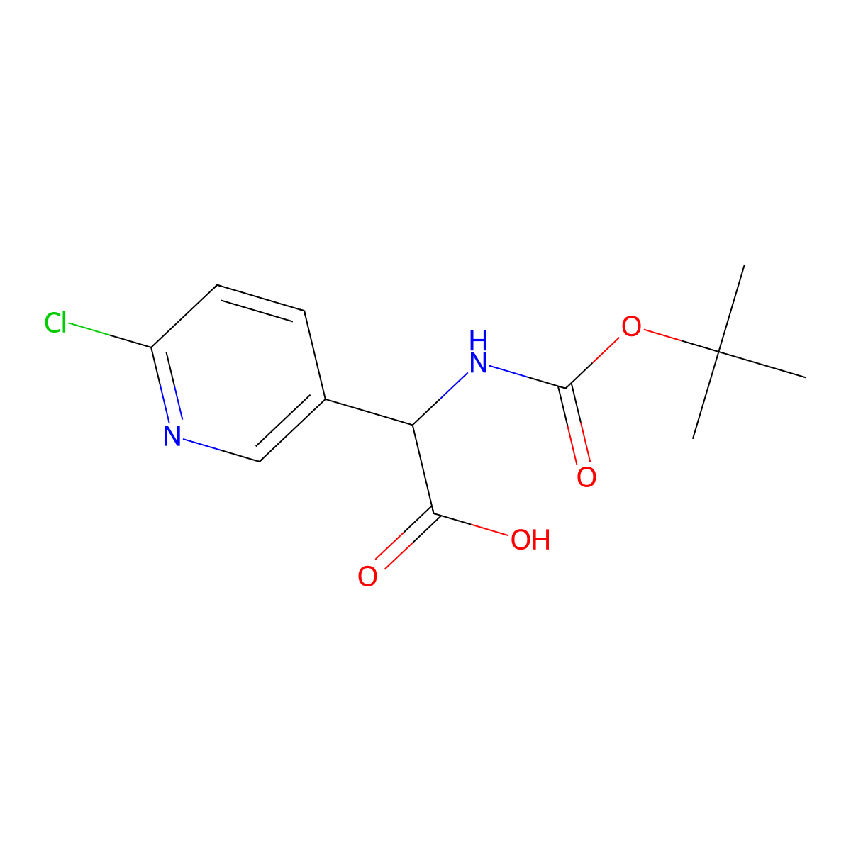 Tert-butoxycarbonylamino-(6-chloro-pyridin-3-yl)-acetic acid molecular structure, CAS 1111737-54-2