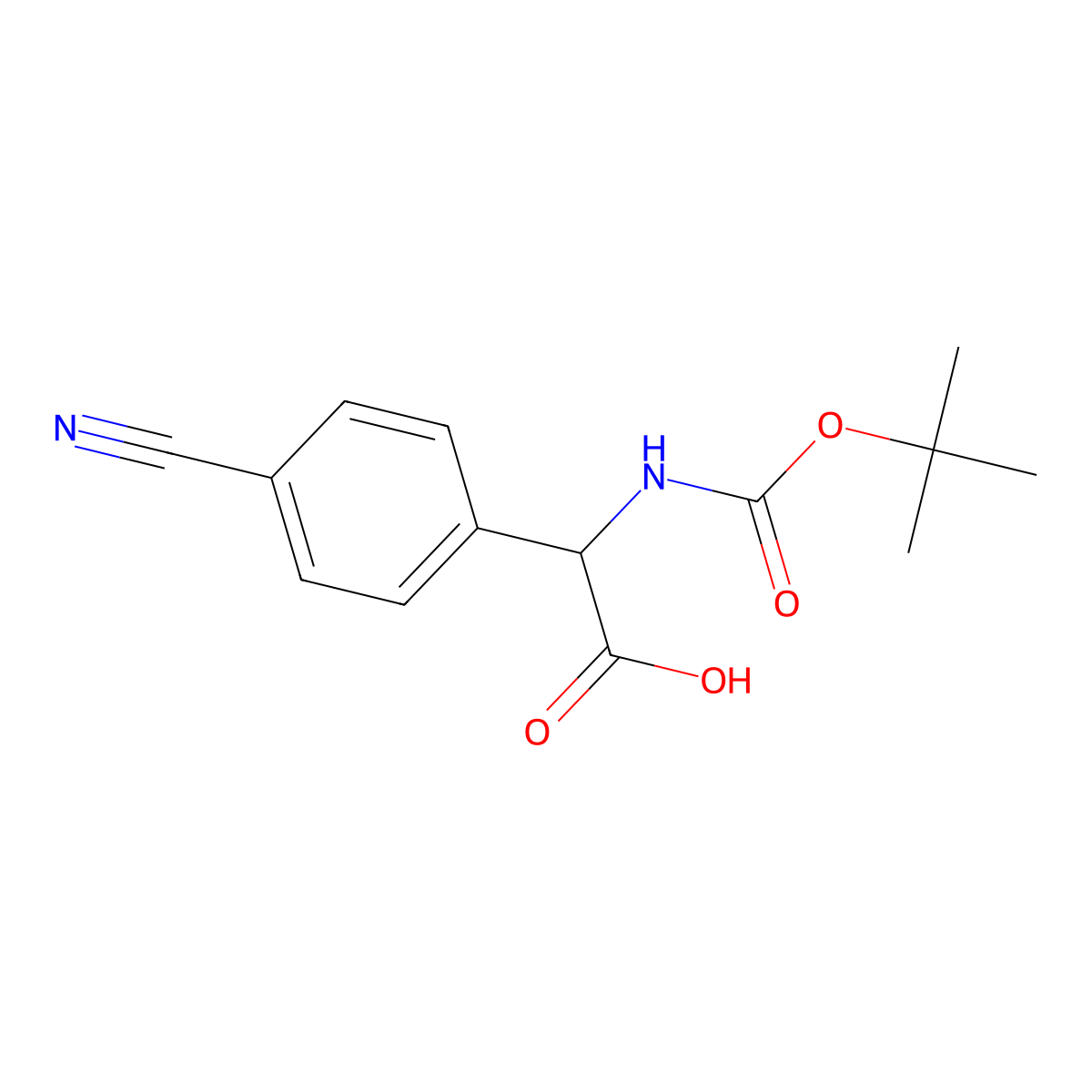 2-((tert-Butoxycarbonyl)amino)-2-(4-cyanophenyl)acetic acid molecular structure, CAS 1111737-56-4
