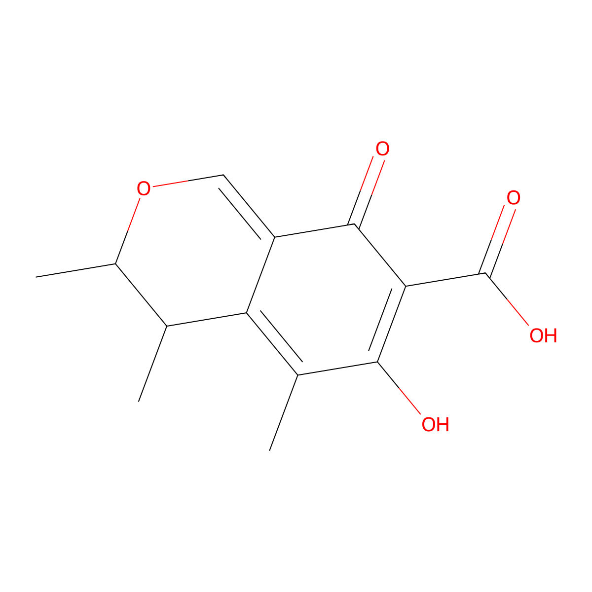4,6-Dihydro-8-hydroxy-3,4,5-trimethyl-6-oxo-3H-2-benzopyran-7-carboxylic acid molecular structure, CAS 11118-72-2
