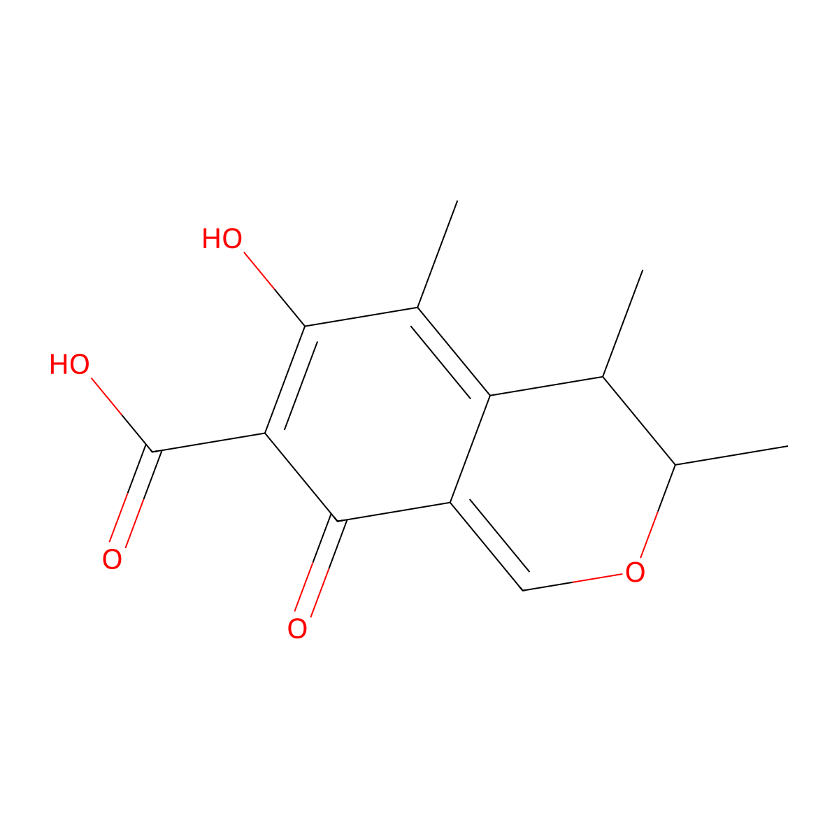 4,6-Dihydro-8-hydroxy-3,4,5-trimethyl-6-oxo-3H-2-benzopyran-7-carboxylic acid molecular structure, CAS 11118-72-2
